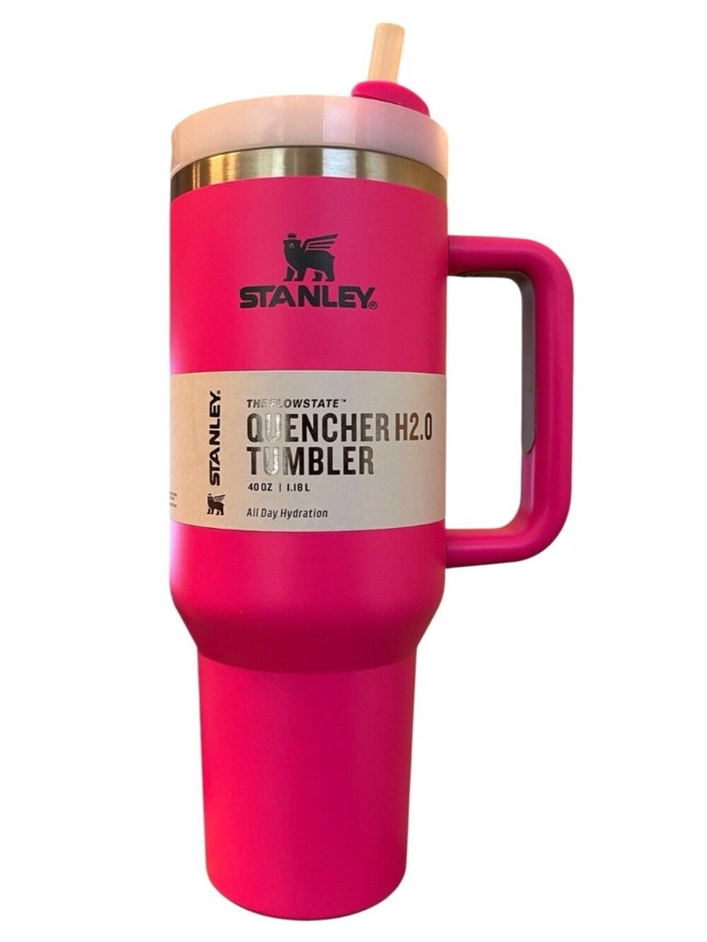 STANLEY Quencher H2.0 FlowState 40 Oz Tumbler Barbie Pink Fuscia Lid Straw New - Picture 1 of 5